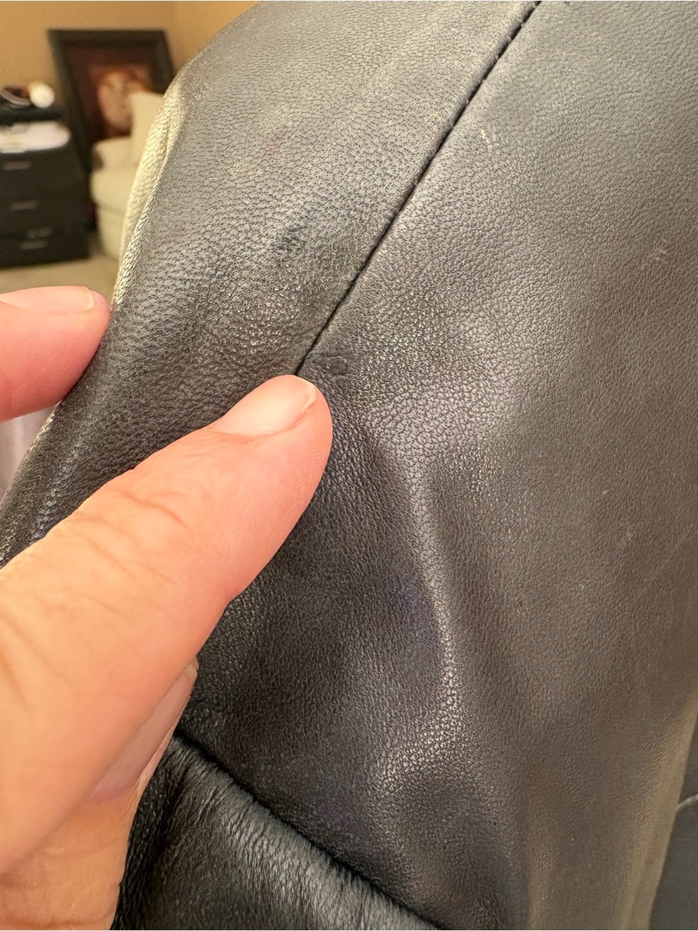 Vintage Cole Haan Men's Black Leather Button-Front Coat size L - Picture 5 of 9